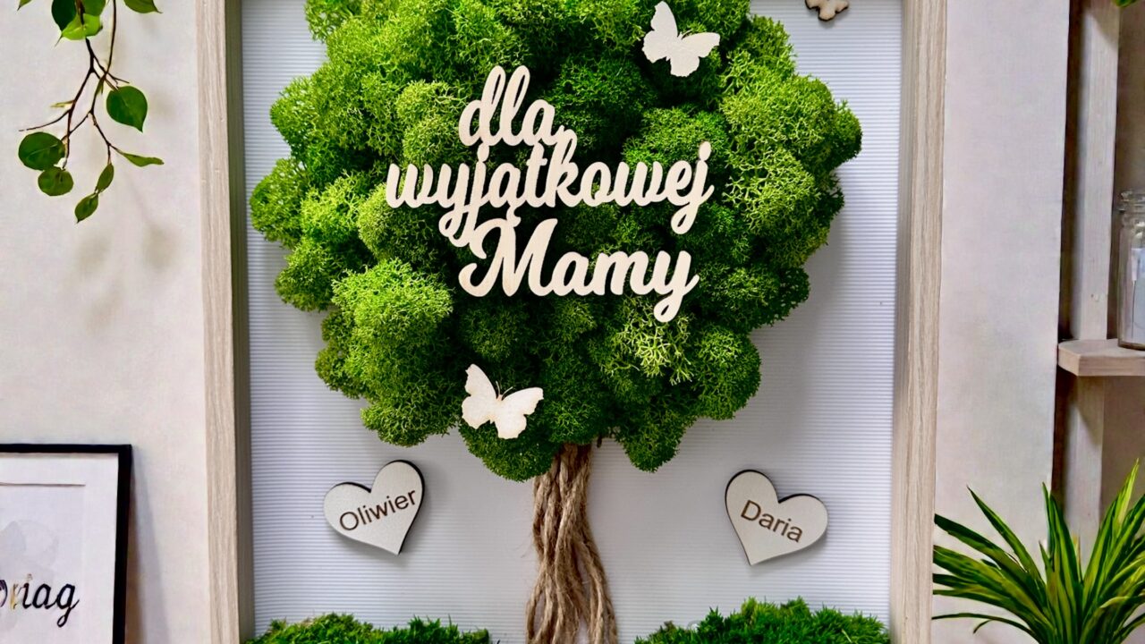 Zamów prezent na Dzień Mamy z dostawą do domu-  dekoracje personalizowane z chrobotka stabilizowanego